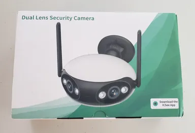  Dual Lens Ultra Wide View Security Camera | Night Vision 2-Way Audio Motion Det.