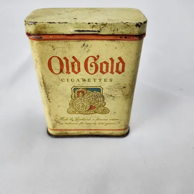 Old Gold Cigarette Tin Hinged Lid P Lorillard Company PATINA