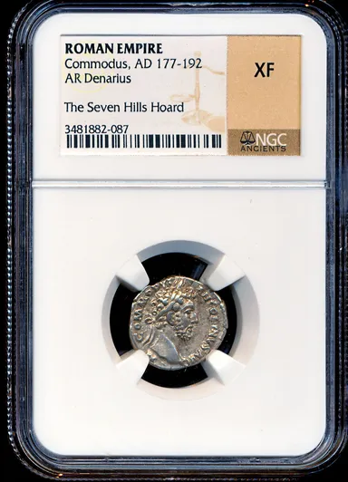 C192 NGC XF Commodus 177-192 AD Roman Imperial Silver Denarius Ancient coin (Seven Hills Hoard)