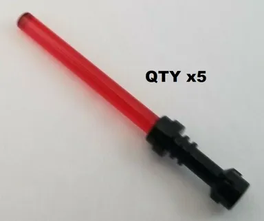 Red Lego Lightsaber Jedi/ Sith With Black Hilt QTY 5