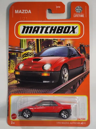 Matchbox 1992 Mazda Autozam AZ-1 Vintage Red Race Sports Car Metal Mattel New In Box