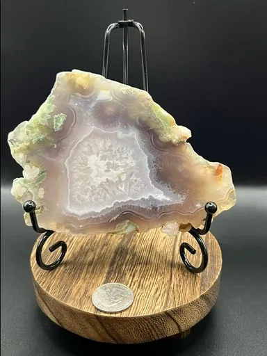 Green Flower Agate Free Form Slab (With Stand)
