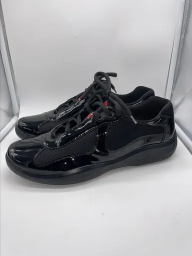 PRADA America's Cup Black Patent Leather Sneakers PS 0906 10