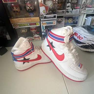 Used Riccardo Tisci Air Force 1 Hi Top Sneakers White Red Blue 5