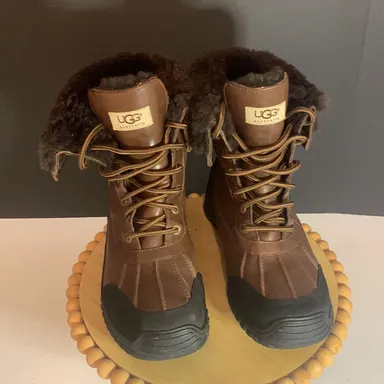 Ugg Adirondack 5446 Brown Leather Winter Snow Boot Womens Size 10