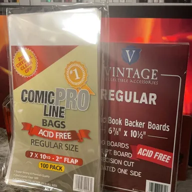 100 Comic Pro Line Bags & Boards - 7”x10.5” w/ 2” flap 2mil Crystal Clear OPP Premium Bags