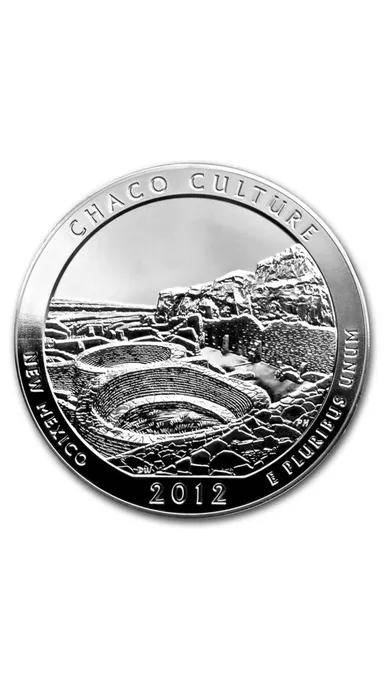 2012 Chaco Culture 5 Oz Silver ATB Bullion Coin America The Beautiful In Capsule