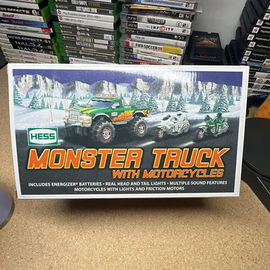 Hess Monster Truck with Motorcycles NIB