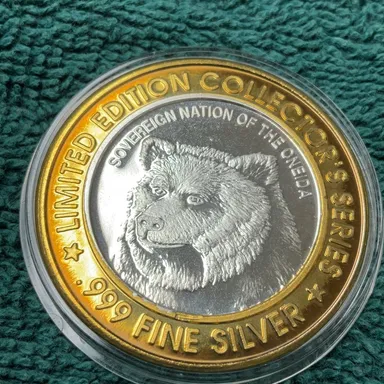 Oneida Casino Bingo $10 Silver Strike Limited Edition Coin BEAR