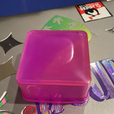 Epoxy resin pink and purple square glow in the dark container
