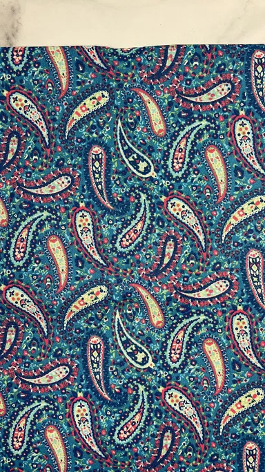 Blue Paisley Cotton Fabric - sold by the yard