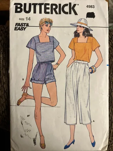 Butterick 4983 Pattern, Jumper, Pants, And Blouse, Size 14