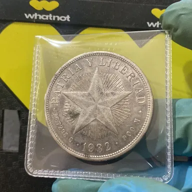 1932 Un Peso Cuba Silver Coin