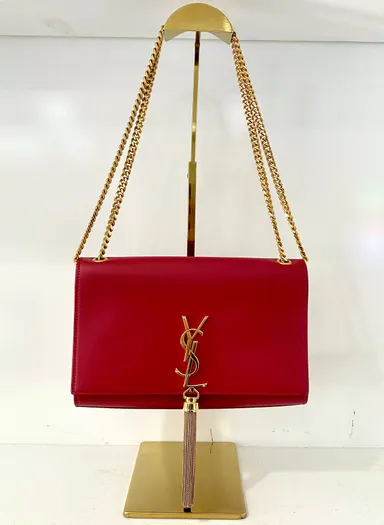 SAINT LAURENT YSL Red Kate Tassel Bag