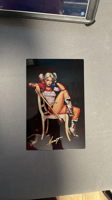 Harley Quinn 10”x7” Metal Print signed by Marat Mychaels with COA