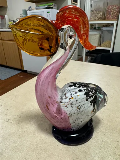 Glass Art Pelican Paperweight