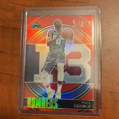 2021-22 PANINI SELECT NUMBERS PAUL GEORGE #23 Red Sp Clippers