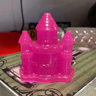 Epoxy resin mini pink glow in the dark castle