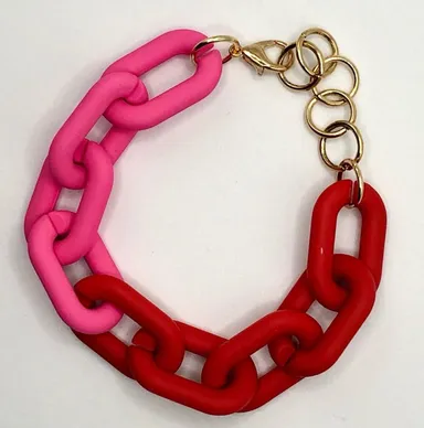 Chunky chain link bracelet (red/pink) 