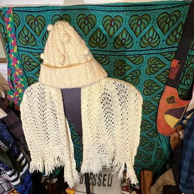 Vintage Crochet Scarf & Beanie Bundle