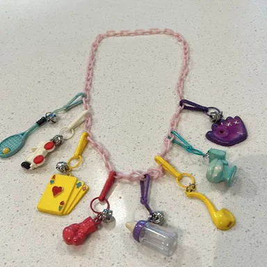 Vintage Colorful Plastic Charm Necklace