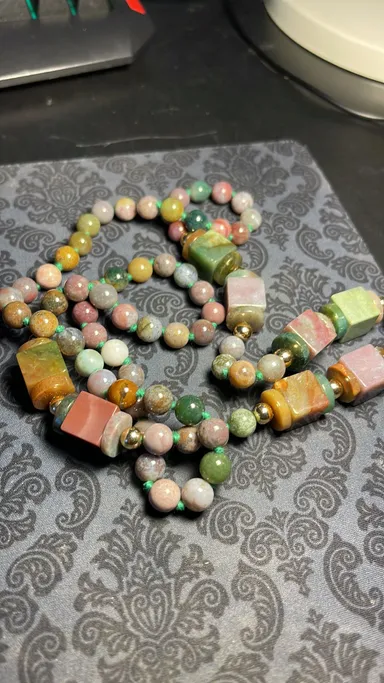 M92 Rainbow agate beaded necklace