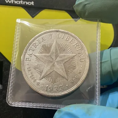 1933 Un Peso Cuba Silver Coin