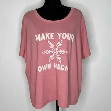 Old Navy Womens Tee Size XXL Pink Make Your Own Magic New