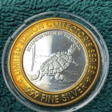 Oneida Casino Bingo $10 Silver Strike Limited Edition Coin TURTLE