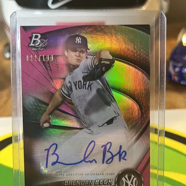 Brendan Beck, 2022 Topps Bowman Platinum Pink Autograph 022/199 New York Yankees ￼