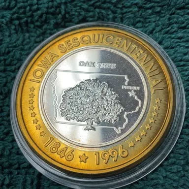 Dubuque Casino Bingo Greyhound Park $10 Silver Strike Limited Edition Coin OAK TREE