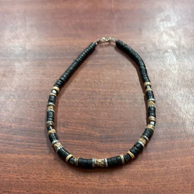 Necklace ￼ black, brown, and silver beads