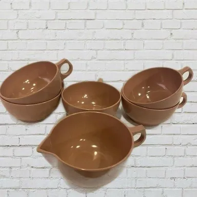 vintage Set Cups Mugs & Creamer melmac melamine