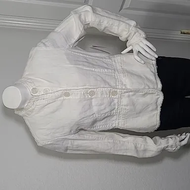 Michael Kors 100% Linen Frayed Tapered Jacket 6