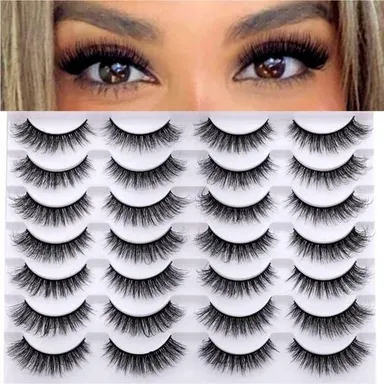 Cat Eye Lashes Natural Look Fluffy False Eyelashes Mink 6D Wispy 13MM