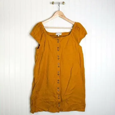 MADEWELL L Texture & Thread Mini Dress Mustard Yel