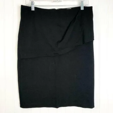 CAbi Womens Pencil Skirt Black Layered Stretch Bac