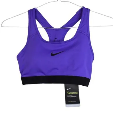 Nike Sports Bra S Womens Purple Dri Fit Padded Compression Support Activewear