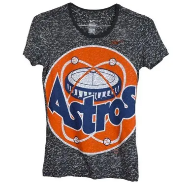 Nike Houston Astros Shirt S Womens Gray Astrodome Cotton Blend Short Sleeve