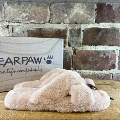 NWT BearPaw Brielle Pink Fuzzy Slippers Sz 7/8 Med