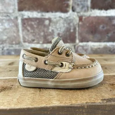 Sperry Infant Baby Brown Leather Boat PG23579 Shoes Deck Bluefish Crib Size 1 M