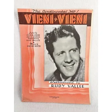 Sheet Music: Vieni-Viene - Rudy Vallee 1937 Fg7