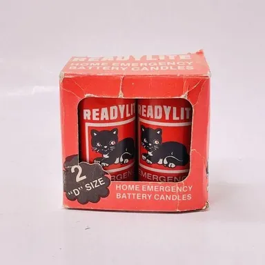 Readylite Home Battery Candles, Original Box, Black Cat Graphics 1979 Vintage