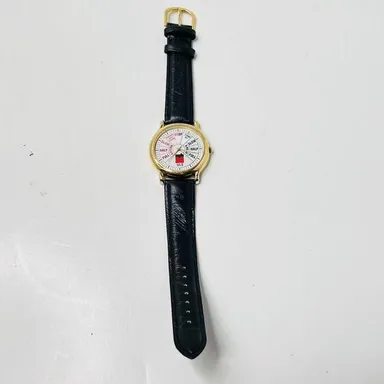 Unisex Vintage Astern Ahead Gold Tone Black Leather Band Good Condition / Untest