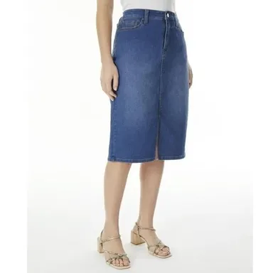 Jones New York Denim Lexington Midi Skirt Sky Wash, Size 4, NWT, MSRP $69.50