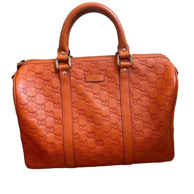 Gucci Microguccissima Calfskin Leather Boston Shoulder Bag w/out Strap Brick