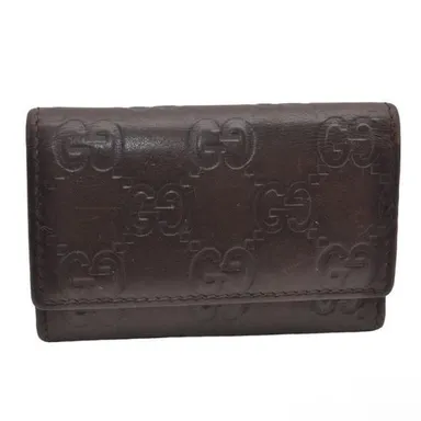 GUCCI GG Guccissima Monogram Logo Brown 6 Key Holder Wallet Case (1001-0060)
