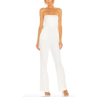NBD Eliot White Strapless Jumpsuit Size SMALL Wide Leg Corset Cocktail Crepe NEW