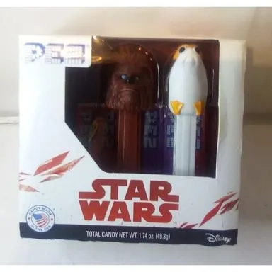 Star Wars 2017 Pez Dispensers with candy new in box chewbacca and porg