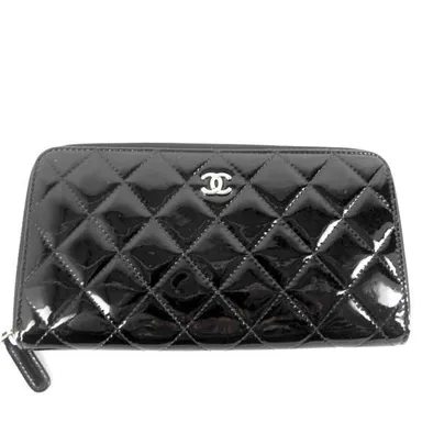Chanel Quilted Enameled Leather Long Wallet